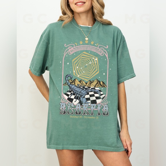 Comfort Colors Scorpio Zodiac Astrology Celestial Distressed Graphic Tee - Picture 5 of 10